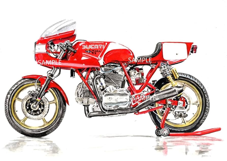 Amazon.co.jp: A4プリントです ドゥカティ 900SS N.C.R. 水彩画